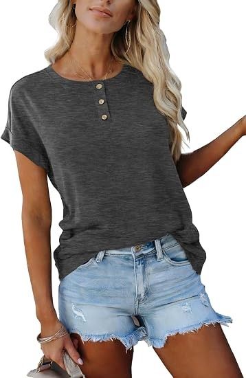 Grey Short Sleeve Buttoned Top image 1